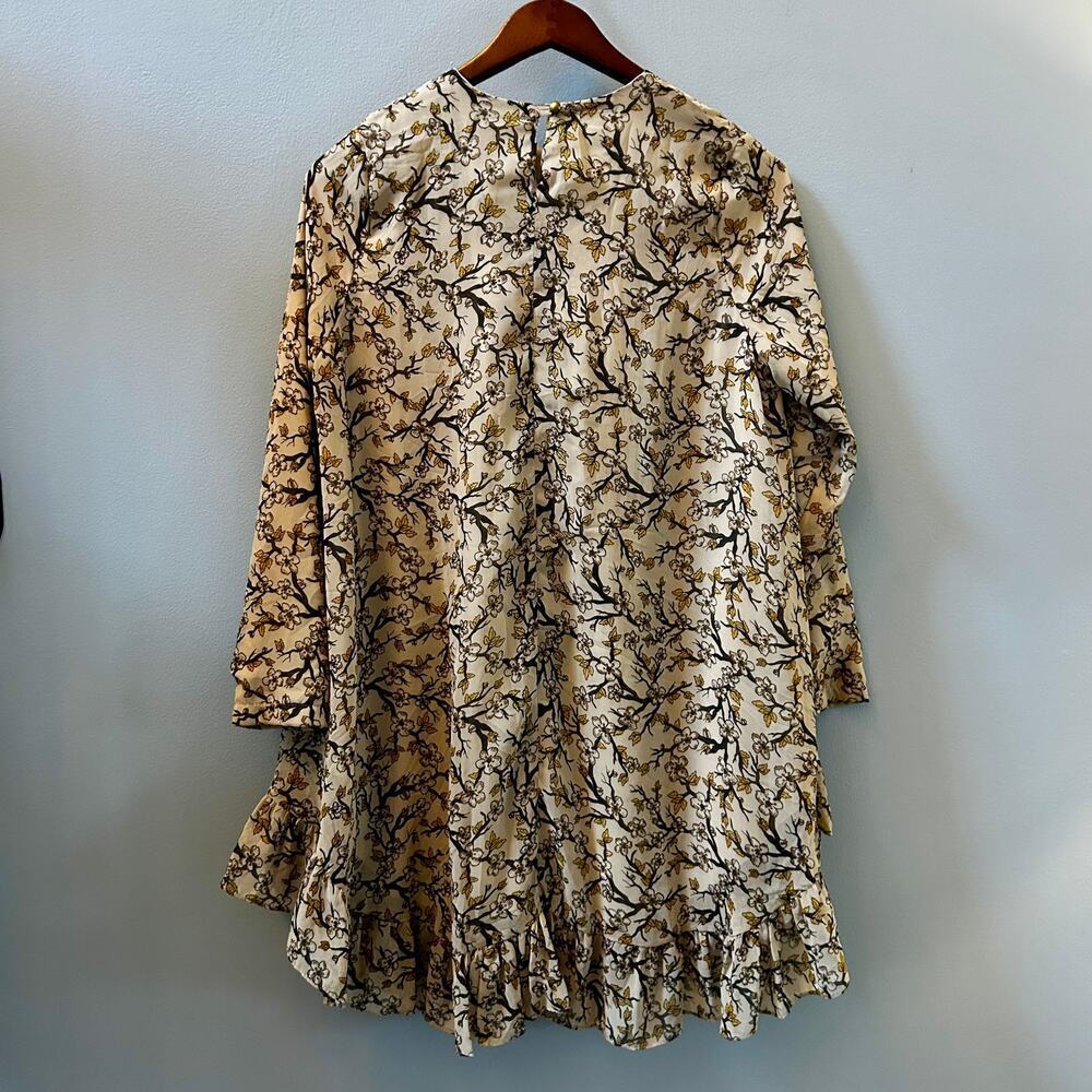 Kasirga Floral Bell Sleeve Ruffle Hem Dress Boho Spring Mini - Picture 4 of 10